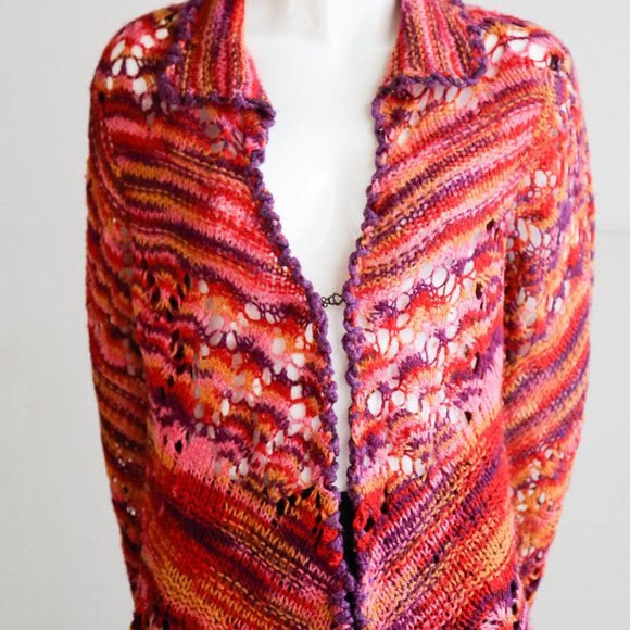 Free People Colourful Crochet Open Knit Boho Cardi - Picture 2 of 11
